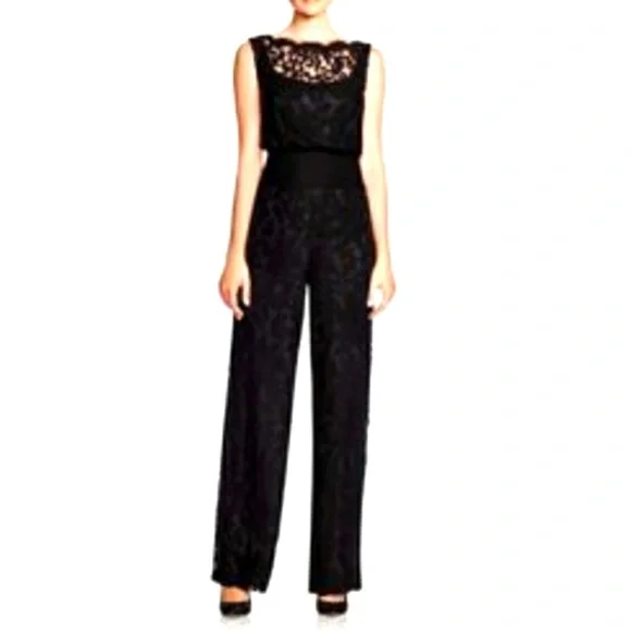 TADASHI SHOJI| Ariana Black Lace Jumpsuit - Picture 1 of 6